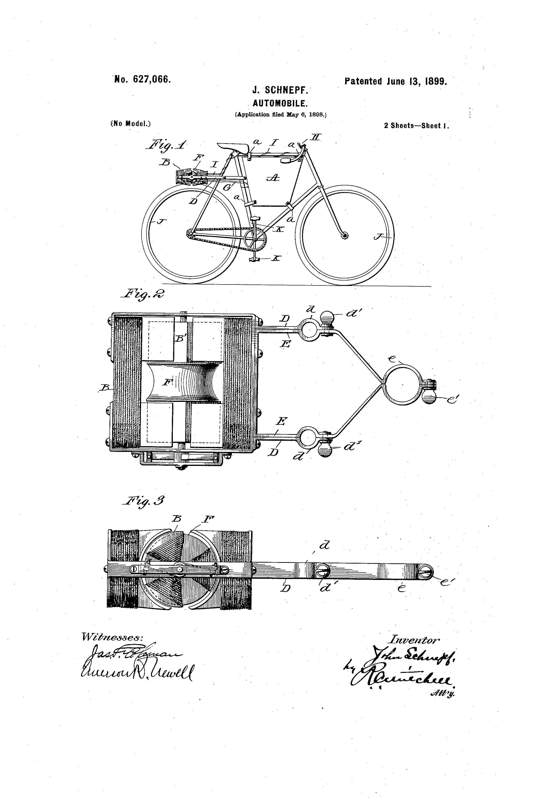 1899-06-13 US627066A U.S. patent e-bike